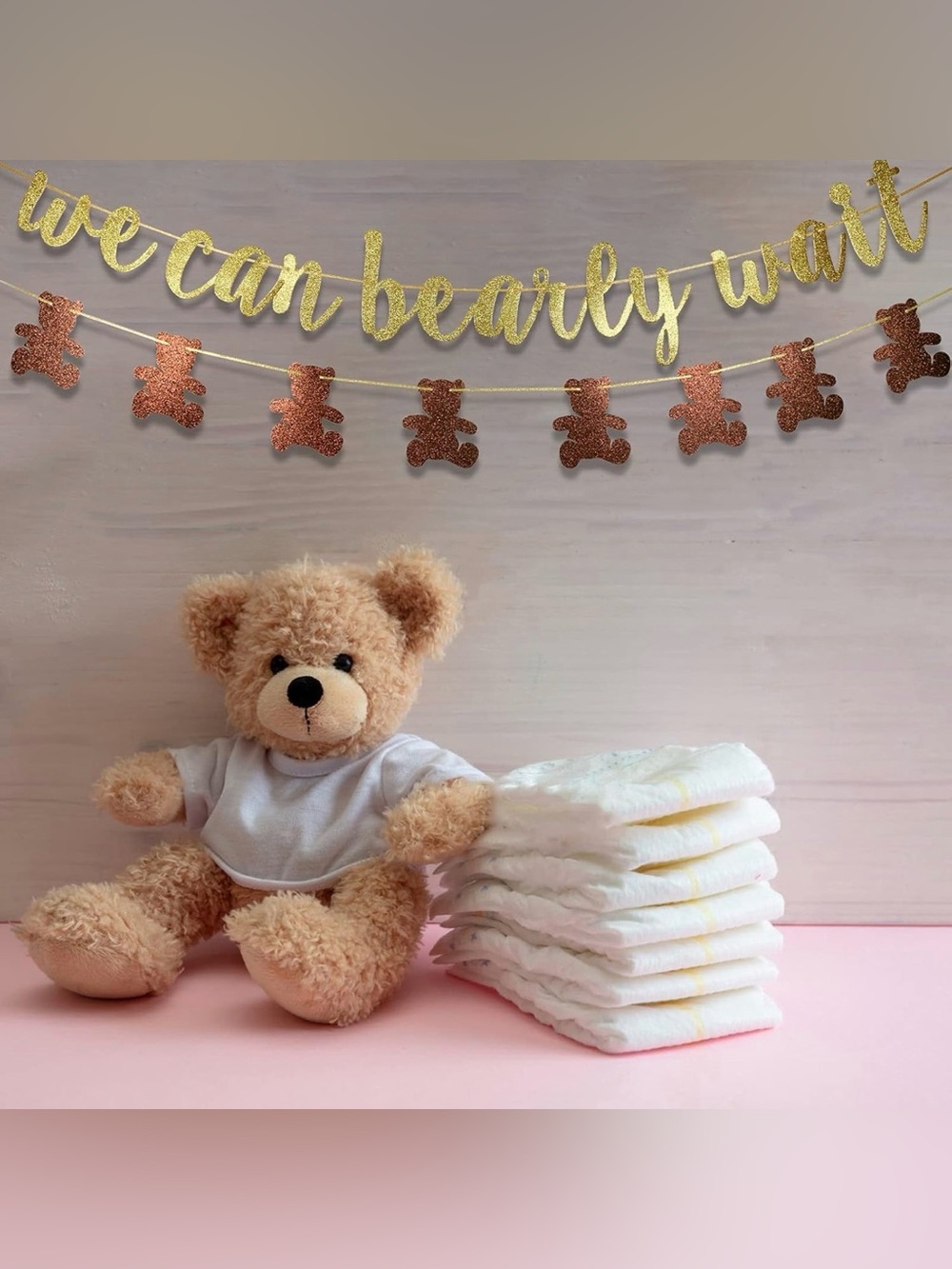 We Can Bearly Wait Glitter Banner
